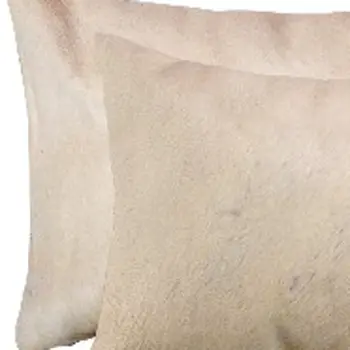 Set of Two 12" X 20" Tan Cowhide Throw Pillows