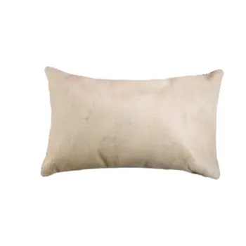 Set of Two 12" X 20" Tan Cowhide Throw Pillows