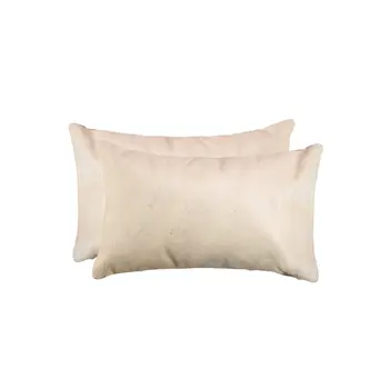 Set of Two 12" X 20" Natural Cowhide Throw Pillow