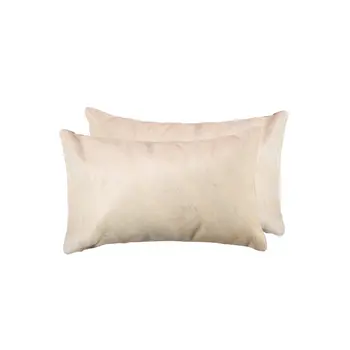 Set of Two 12" X 20" Natural Cowhide Throw Pillow