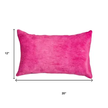 Set of Two 12" X 20" Fuchsia Cowhide Lumbar Throw Pillows