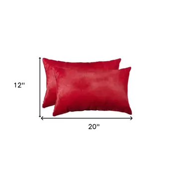 12" X 20" X 5" Wine Cowhide  Pillow 2 Pack