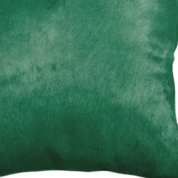 Set of Two 18" Green Cowhide Throw Pillows