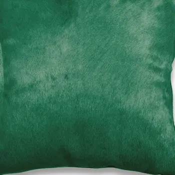 Set of Two 18" Green Cowhide Throw Pillows