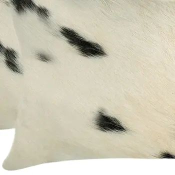 12" X 20" X 5" White And Black Cowhide  Pillow 2 Pack