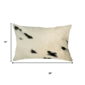 12" X 20" X 5" White And Black Cowhide  Pillow 2 Pack