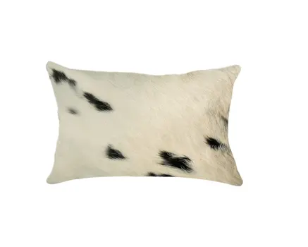 12" X 20" X 5" White And Black Cowhide  Pillow 2 Pack