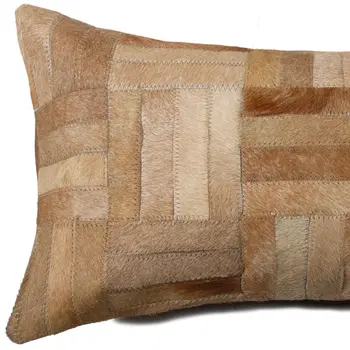 12" X 20" Natural Cowhide Throw Pillow
