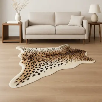 5' X 8' Brown And Black Leopard Print Hand Knotted Area Rug