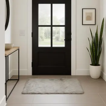 3' X 5' Gray Faux Fur Shag Area Rug
