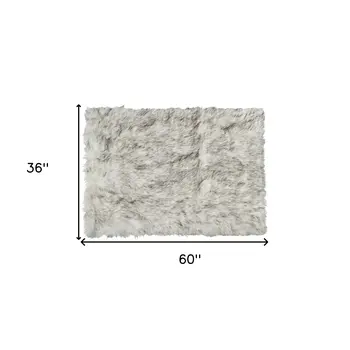 3' X 5' Gray Faux Fur Area Rug