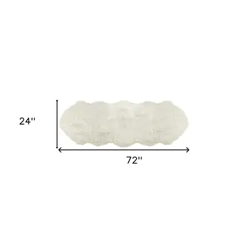 6' Off White Faux Sheepskin Area Rug