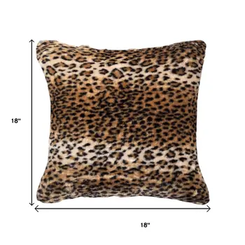 Set of Two 18" Black and Orange Faux Fur Throw Pillow
