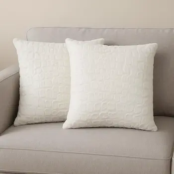 Set of Two Ivory Faux Fur Throw Pillow