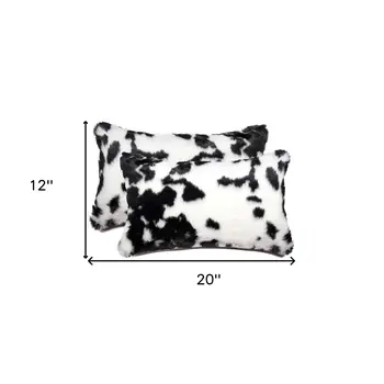 Set of Two 12" X 20" Black and White Throw Pillows