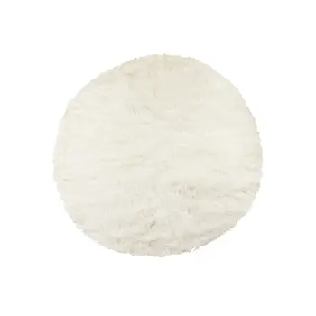 6' X 6' Off White Faux Fur Shag Washable Round Rug