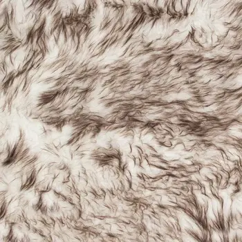 2' X 3' Brown and White Faux Sheepskin Ombre Machine Tufted Non Skid Area Rug