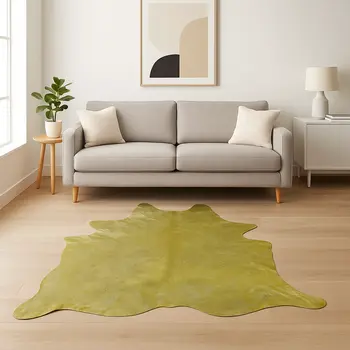 6' X 7' Lime Green Cowhide Cowhide Print Area Rug