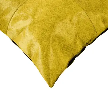 18" Yellow Cowhide Throw Pillow