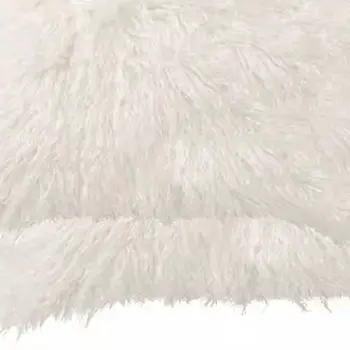 Set of Two 12" X 20" Off White Faux Fur Throw Pillow