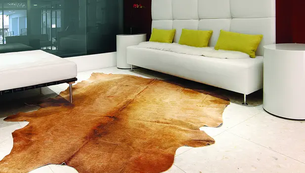 5' X 7' Tan Cowhide Area Rug