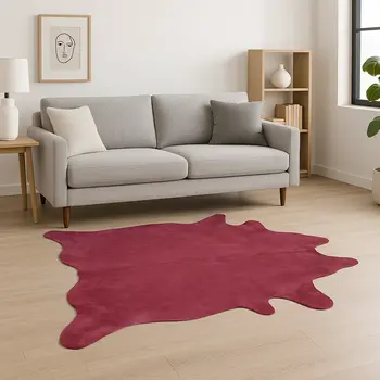 5' X 7' Fuchsia Cowhide Area Rug
