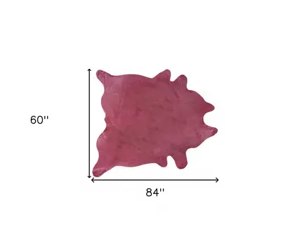 5' X 7' Fuchsia Cowhide Area Rug