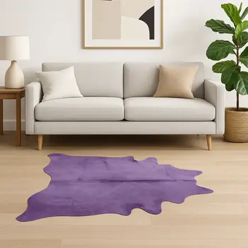 5' X 7' Purple Cowhide Hand Tufted Area Rug