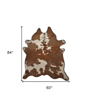 5' X 7' Brown And White Cowhide Area Rug