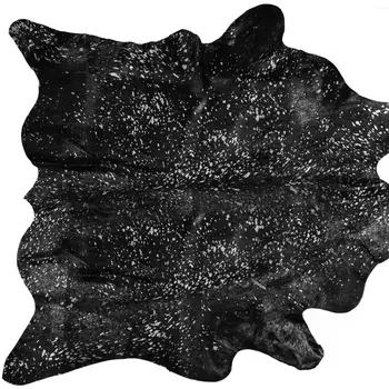 5' X 7' Black And Silver Cowhide Cowhide Print Area Rug