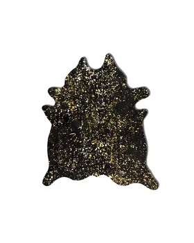 5' X 7' Black And Gold Cowhide Area Rug