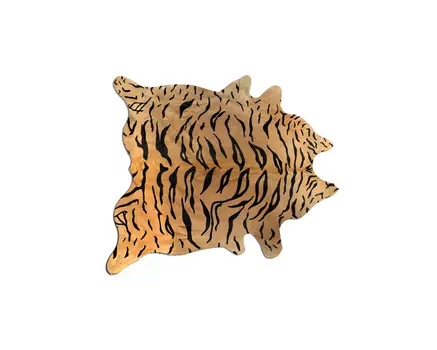 5' X 7' Black And Orange Cowhide Area Rug