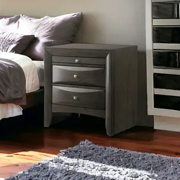 25" Solid Wood Two Drawer Nightstand