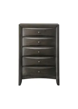 32" Gray Wood Five Drawer Dresser