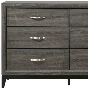 58" Gray Six Drawer Double Dresser