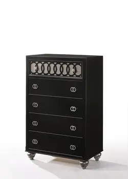 35" X 16" X 50" Nickel Brushed And Black Wood Chest