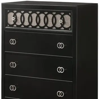 35" X 16" X 50" Nickel Brushed And Black Wood Chest