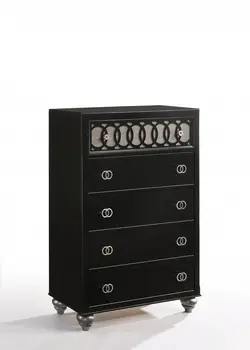 35" X 16" X 50" Nickel Brushed And Black Wood Chest