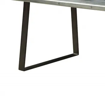78" Silver And Gray Aluminum And Metal Sled Base Dining Table