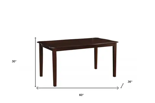 60" X 36" X 30" 6Pc Black Leatherette And Espresso Dining Set