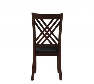 Set of Two Black Upholstered Faux Leather Cross Back Dining Side Chairs
