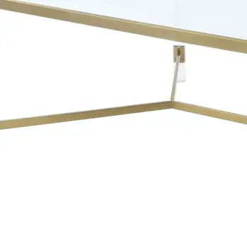 39" X 39" X 17" Clear Acrylic Gold Stainless Steel And Clear Glass Coffee Table