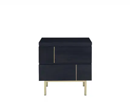 Contemporary Black And Brass Nightstand