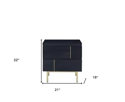 Contemporary Black And Brass Nightstand
