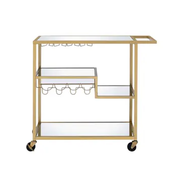 40" Clear and Gold Glass and Iron Rolling Prep Table