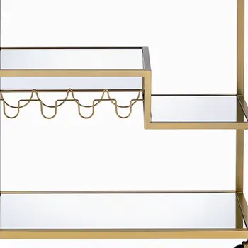 40" X 16" X 37" Gold And Clear Glass Serving Cart