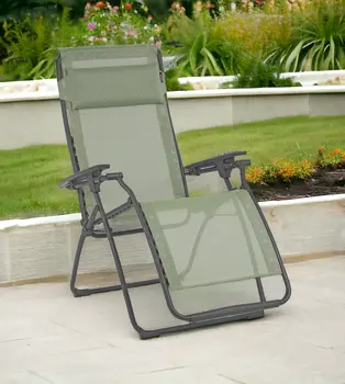 28" Green Steel Outdoor Zero Gravity Chair with Green Cushion