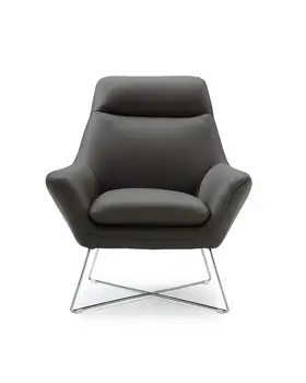 33" Gray and Silver Italian Leather Tufted Arm Chair