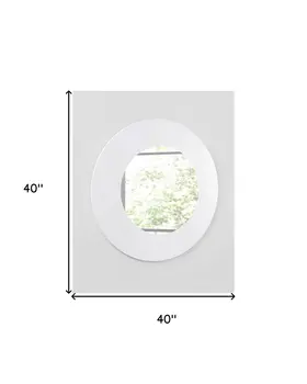40" White Round Wood Framed Accent Mirror