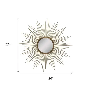 26" Gold Sunburst Metal Framed Accent Mirror